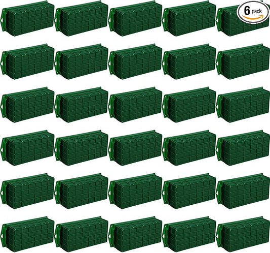 Boao 6 Pieces Floral Foam Cage Holder with Floral Foam for Fresh Flowers Cage Bowl for Table Centerpiece Flower Arrangement, Rectangle, 11.8 x 4.7 x 3.1 Inch