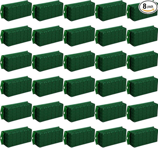 Boao 8 Pieces Floral Foam Cage Holder with Floral Foam for Fresh Flowers Cage Bowl for Table Centerpiece Flower Arrangement, Rectangle, 11.8 x 4.7 x 3.1 Inch