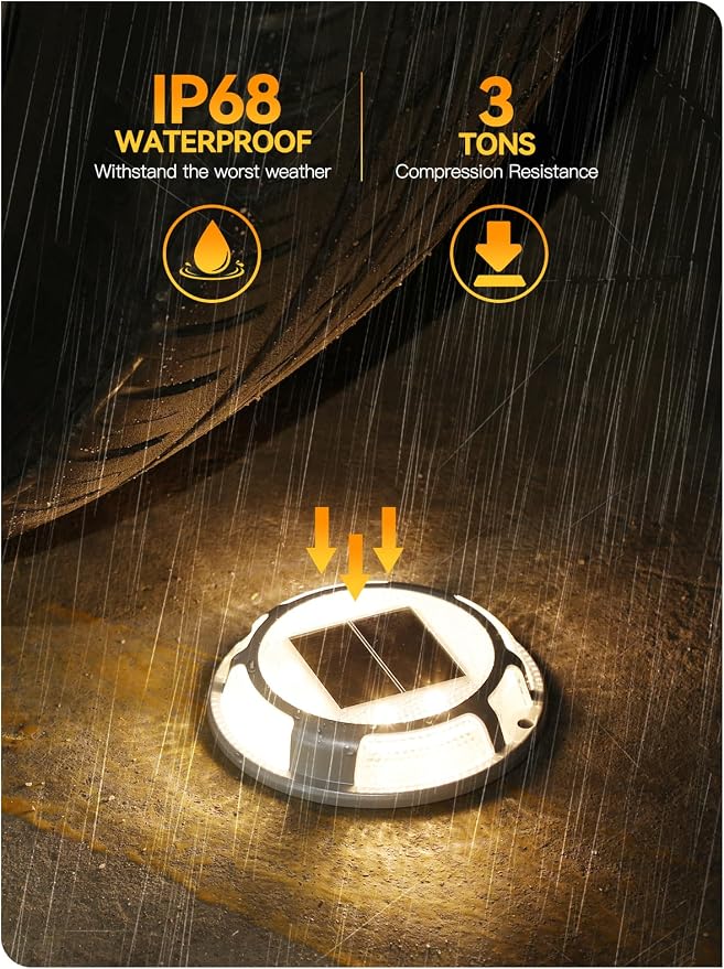 Solar Driveway Lights Dock Lights Waterproof 24 Pack, 2 Colors in 1 Outdoor LED Solar Deck Light, Solar Powered Walk Way Light Road Marker for Stair Pathway Patio