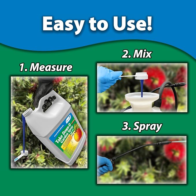 Monterey Take Down-O Garden Spray Bundled with Garden Measure Spoon – Organic Insecticide & Miticide for Vegetables, Fruits, Ornamentals, & Houseplants - 1 Gallon
