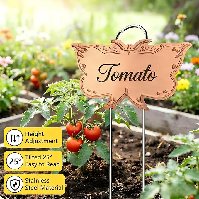 Metal Plant Labels 30 Pack 11in Tall Rose Gold Outdoor Waterproof Garden Label Large Garden Seed Stake Tags for Flowers Fruits and Vegetables