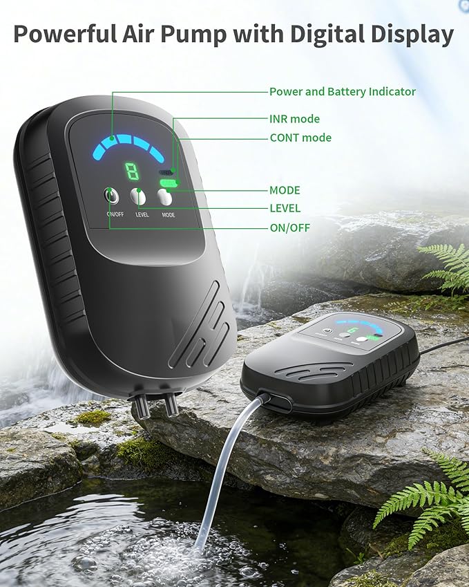 POPOSOAP 8W Solar Pond Aerator with Digital Display, Solar Air Pump 7/24H Oxygen Supply with Battery, 9 Adjustable Mode Oxygen Pump for Fish Pond, Koi Pond, Aquarium & Fishing Tank-P9375