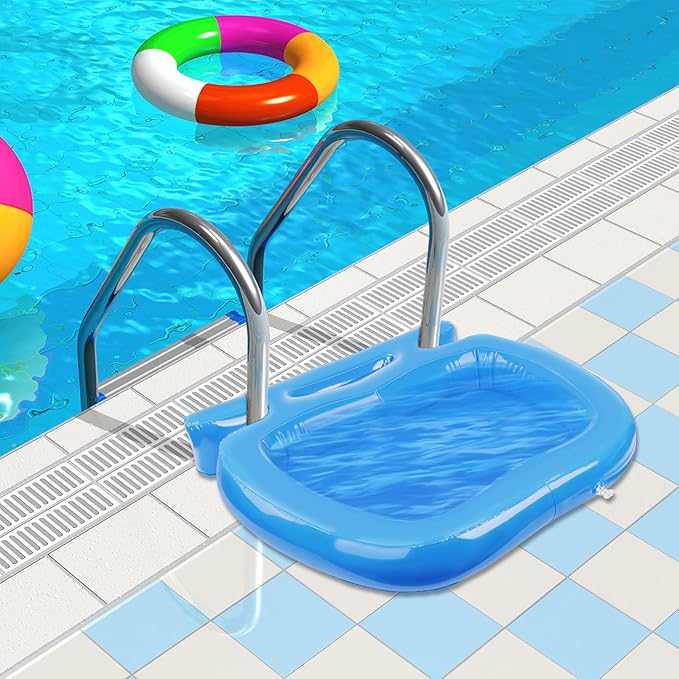 Pool Foot Bath, Inflatable Pool Foot Wash Tray for Pool Entry Ladder, Portable Foot Bath Basin for In Ground and Above Ground Swimming Pools