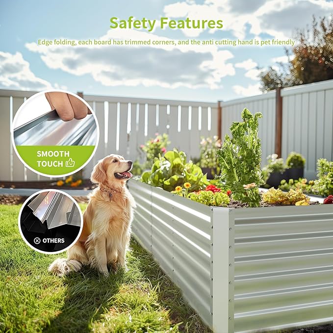 8x2x2FT Galvanized Raised Garden Beds Outdoor,Planter Raised Beds for Gardening, Vegetables, Flowers,Large Metal Garden Box,Deep Plant Flower pots Outdoor (Galvanized, 1Pack)
