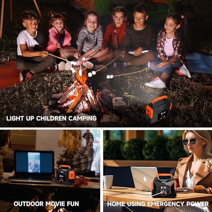 Portable Power Station for Camping, 150w 146wh Portable Generator for Home Use Indoor Outdoor Generator with AC Outlet Large Power Bank for Laptop Travel Emergency CPAP Survival Backup Apartment - Red