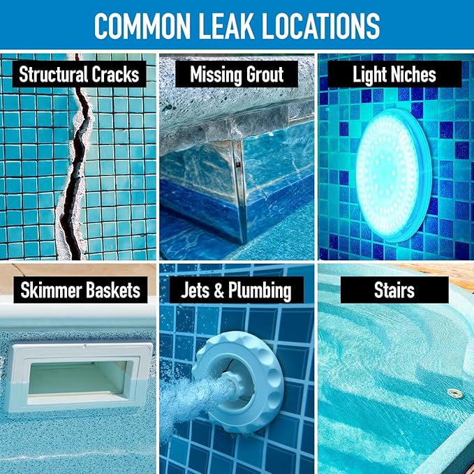 Pool Leak Detection Dye Kit - 75+ Tests - 2 Stainless Steel Precision Applicators - Superior Long Lasting Pool Dye Easily Locates Leaks - for All Pool, Spa, & Hot Tub Types - 8 OZ (Vibrant Blue)