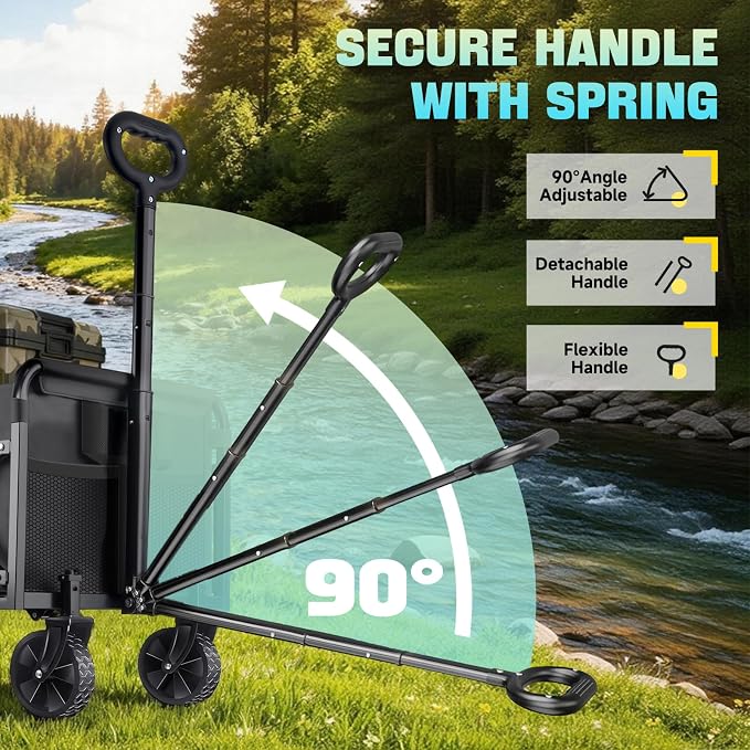 Collapsible Wagon Cart with Wheels Foldable - Lightweight 280LBS Heavy Duty Folding Utility Portable Beach Wagon with All-Terrain Wheels for Groceries Shopping Garden Sports Camping