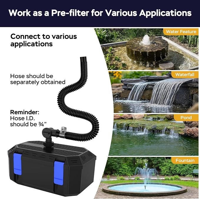 Pond Filter Pump with 4-Stage Filtration System | 35W 550GPH Submersible Pond Pump | Pond Filter Box for 350-500 Gal Outdoor Koi Fish Pond, Garden, Fountain, Waterfall & Water Feature
