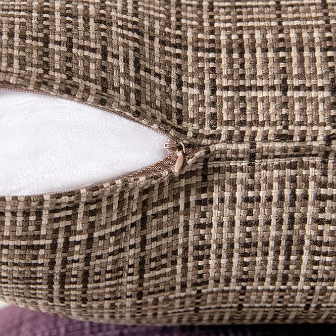 MIULEE Outdoor Waterproof Throw Pillow Covers Decorative Farmhouse Water Resistant Cushion Covers for Tent Patio Garden Couch Sofa Pack of 2, 18x18 Inch Brown