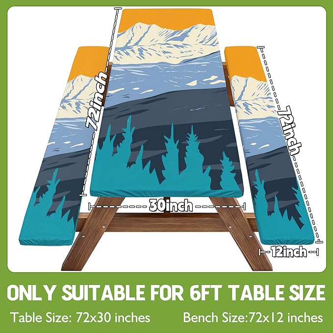 Picnic Table Cover with Bench Covers Elastic Table Cloth Cool Fun Unique Ideas Birthday Party Christmas Xmas Father Valentine's Day Camping Gift for Camper RV Owner Camping Lovers Couple Men Adult Dad