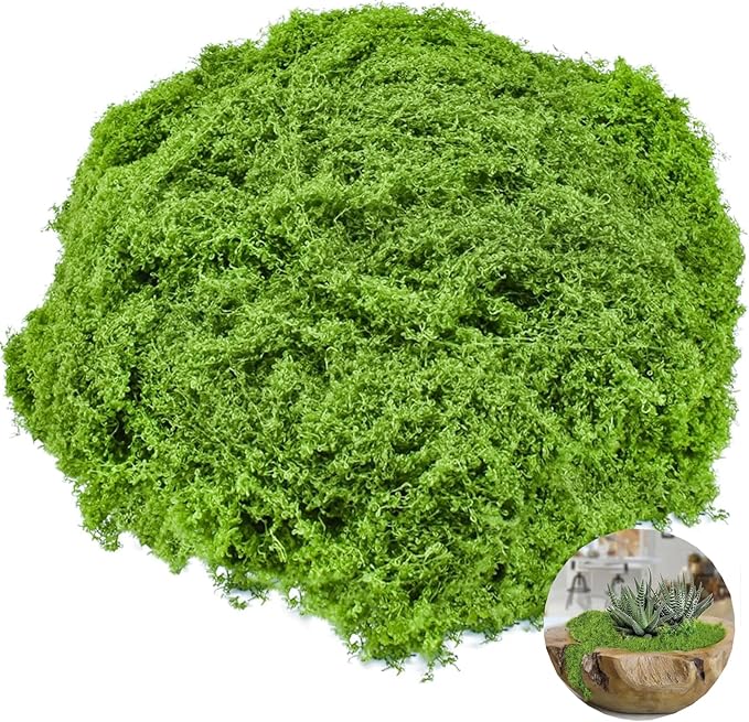 Fake Moss for Potted Plants,Green Moss for Crafts Artificial Floral Moss for Planters Green Moss Decor for DIY Table Centerpieces Faux Moss Filler for Indoor Outdoor Fairy Gardening Decor