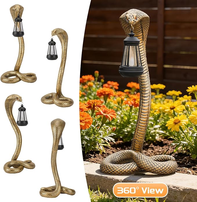 Halloween Decor Solar Snake Garden Statue,19.89'' Snake for Yard Lawn Garden Patio Scary Halloween Decorations,Indoor Haunted House Prop and Home Party Decor