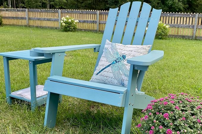 Meluvici Double Adirondack Side Table Weather Resistant, Outdoor Rectangular End Table for Adirondack Chair, Aruba