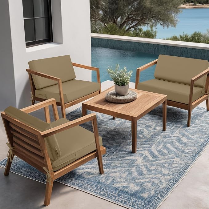 idee-home Outdoor Chair Cushions for Patio Furniture, Outdoor Seat Cushion | Waterproof Hampton Bay Deep Seat Replacement Couch Cushions for Garden Backyard Deck 26.5 x 26.5