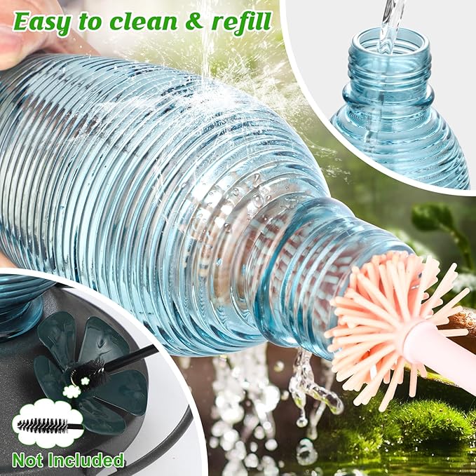 FEED GARDEN Glass Hummingbird Feeder for Outdoors Hanging, 20 OZ Humming Birds Feeders with 6 Bee Guard Feeding Ports & Built-in Ant Moat, Bird Feeder for Outside, Blue,1 Pack