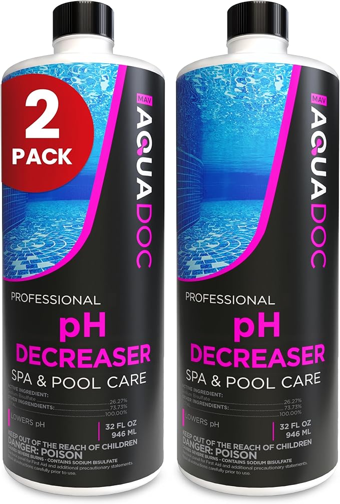 AquaDoc Spa pH Decreaser for Hot Tub - 32oz (2-Pack) - Sodium Bisulfate Spa pH Down for Water Balance - Made in USA