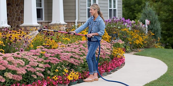 Dramm Telescoping RainSelect Rain Wand – 9 Pattern Adjustable Spray Head, One Touch Thumb Valve, Extends 34–55 Inch Aluminum Watering Wand for Garden Hose – Berry
