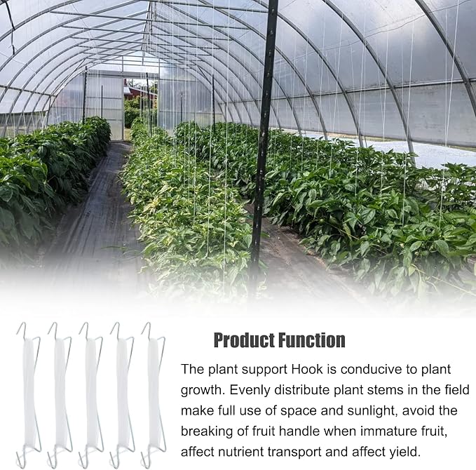 Bandelt 20pcs Tomato Support J Hooks, Tomato Climbing Hooks with 39ft Twine to Prevent Tomatoes from Pinching or Falling Off for Plant Vegetable Plant Fruit Flower
