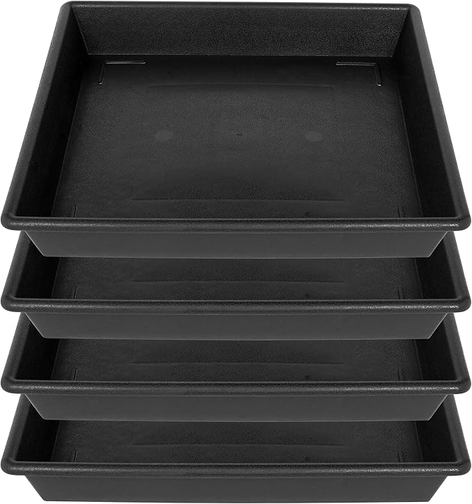 NIMYAU Square Plant Saucer 16 Inch 4 Pack, Plant Stand Plant Trays for Pots Heavy Duty Plastic Plant Saucers for Indoors Outdoors, Flower Pot No Holes Terracotta Plant Lover Gardening Gifts