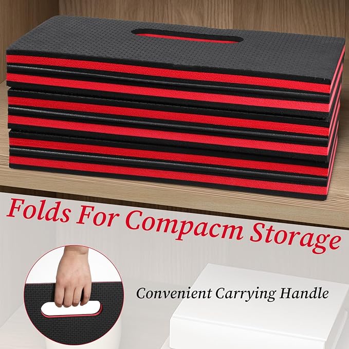 Ptwola Foldable EVA Mat with Carrying Handle, 2.5cm Thick Foam Cushion Kneeling Pad High Density Water Resistant Anti Slip Knee Mat for Workout Exercise Mechanic Garages Picnics Gardening Camping Gym