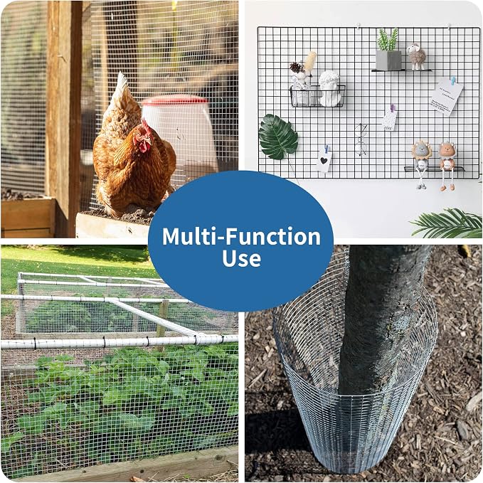 Zevemomo 48" x 100' 1/4inch Hardware Cloth 23Gauge Chicken Wire Fence Galvanized Welded Mesh Roll for Home Garden Rabbit Cage