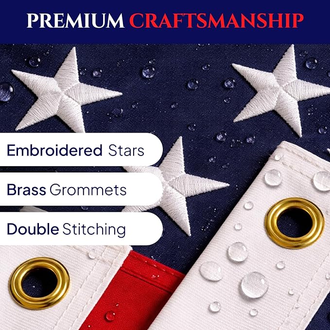 Premium American Flags for Outside 3x5 – Heavy Duty Nylon, Embroidered Stars & Sewn Stripes
