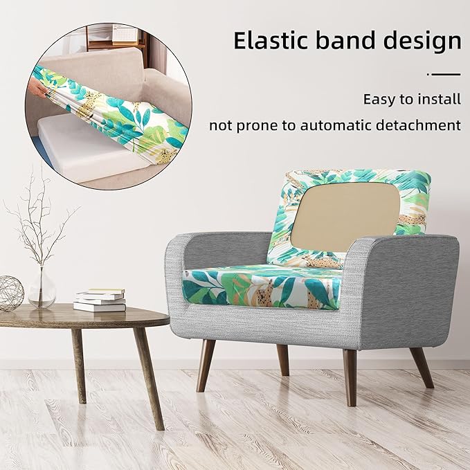 BIETYONE 8Pcs Stretch Patio Cushion Covers,Outdoor Couch Covers Replacement,Outdoor Couch & Sofa Slipcovers,for Patio Furniture Cushion Covers,Washable Reusable urniture Protector(Leopard,8PCS)