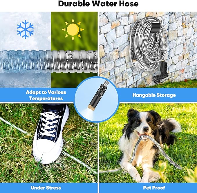 CXEZSIK Garden Hose, Water Hose with 10 Function Nozzles, No Kinks, Flexible Hose, Lightweight, Puncture Proof Hose for Yard and Outdoor（52FT）