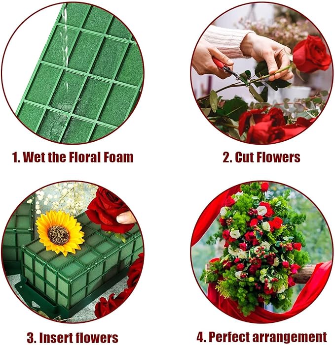 Takytao Floral Foam Cage, Dry Flower Cage Holders, Green Foam Cage Blocks for Fresh Flower Arrangements Decoration, Wedding, Interior and Garden