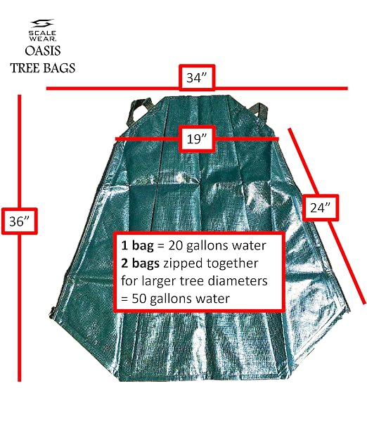 Large 3ft Tall 20 to 50 Gallon Tree Soaker Watering Bags, Reusable, Heavy Duty, Slow Extended Release Water Bags for Trees, Premium PVC Tree Drip Irrigation Bags for Landscaping (3)