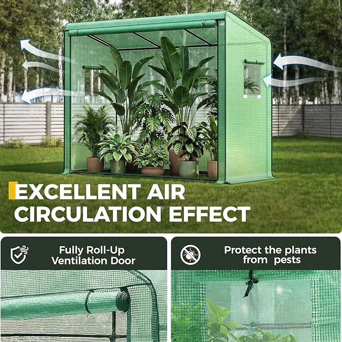 Gentingbro Greenhouse for Outdoors Portable Lean to Green House Heavy Duty with Roll-Up Zippered Door Tall Plastic Greenhouses for Outside Plants Growing Shed Tent for Backyard 79 x 31 x 59-Inch