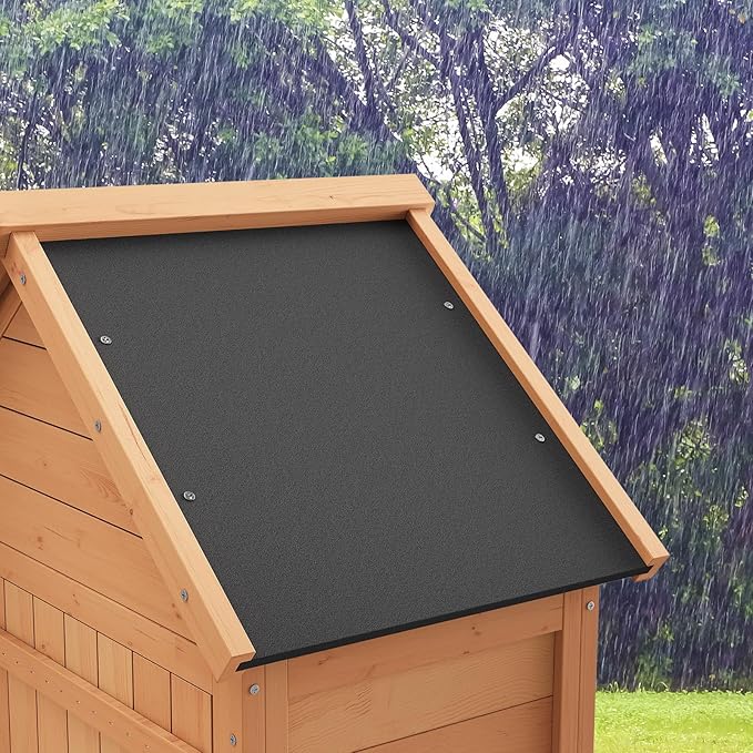 Outdoor Storage Shed, Small Waterproof Garden Tool Shed with 4 Shelves & Lockable Door, Compact Wood Storage Cabinet for Patios, Backyards, Balconies, Natural