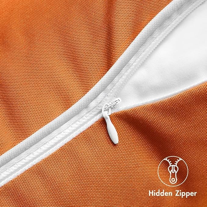MIULEE Pack of 2 Outdoor Waterproof Pillow Covers Decorative Farmhouse Throw Pillow Covers Square Solid Color Couch Pillow Covers for Patio Tent Bed Sofa Living Room 16x16 Inch Orange