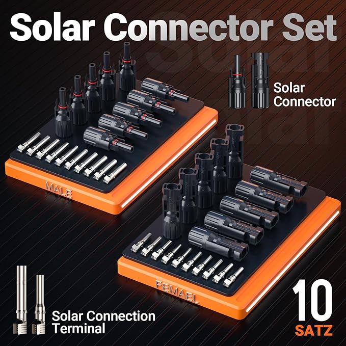 Preciva Solar Crimper Tool Kit, 10 Pairs MC4 Connectors & 2 Wrench, 1 Ratcheting Crimper for 16-6 AWG (2.5-6mm²) Cable, Waterproof PV Connector Assembly Kit with Carry Case for Solar Installation