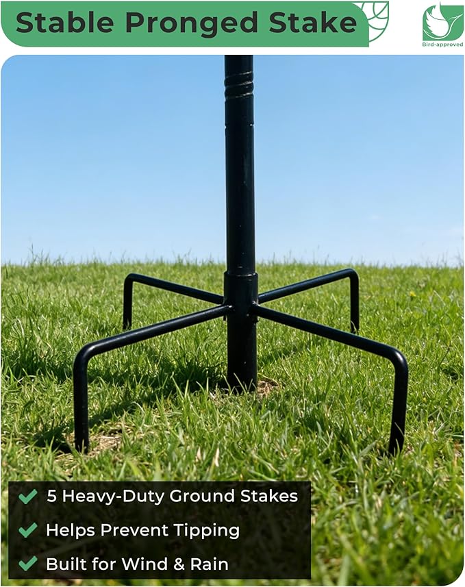 Small Metal Bird Bath for Outdoors, 10" Dia Bowl with Stake Birdbaths Garden Yard Lawn Decor 0.4 Gallon