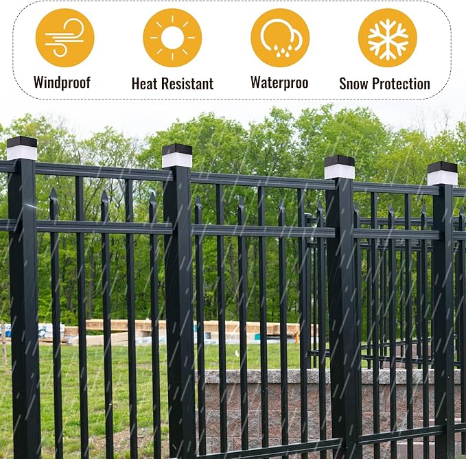Hicarer 12 Pack Solar Fence Post Cap Lights 2in x 2in Solar Post Cap Fence Lights for Garden, Gazebos, Street Wall(Warm Yellow)