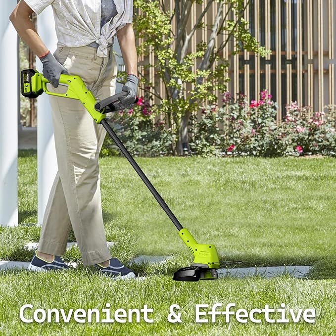 21V String Trimmer Cordless with 2x3.0Ah Battery and Charger, 12 Inch Battery Power Weed Eater String, Electric Weed Wacker, 2 In 1 Trimmer & Edger Lawn Tool Grass Cutter with 8 Lines for Garden, Yard