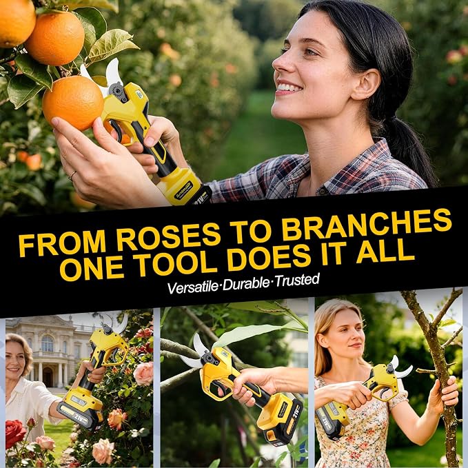 Cordless Electric Pruning Shears - Max 2" Cutting Diameter Brushless Pruning Shears with 2 x 2.0Ah Battery & LCD Display & Carrying Case - Battery Pruners for Garden Bush Fruit Tree Branch