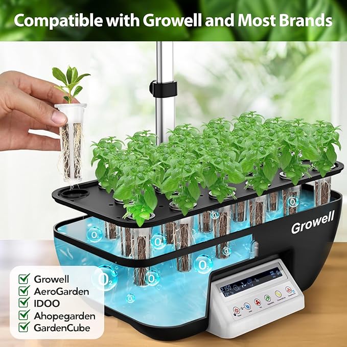 Growell 120Pcs Hydroponic Pods Kit, 60 Grow Sponges with 60 Pod Labels, Hydroponics Supplies, Grower Pods Refill Compatible with AeroGarden & Most Growing System, Seed Starter Pods for Indoor Garden
