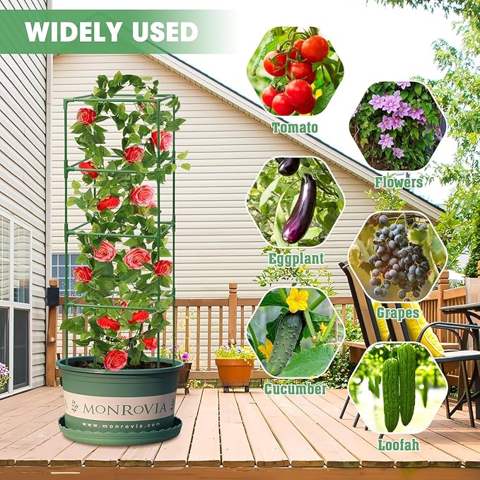 MQUPIN Tomato Cages,4 Packs Square Tomato Cage for Garden Plant Support,41 * 15 * 15in Heavy Duty Steel Plant Tower Stakes Trellis for Climbing Vegetables Flowers Fruits