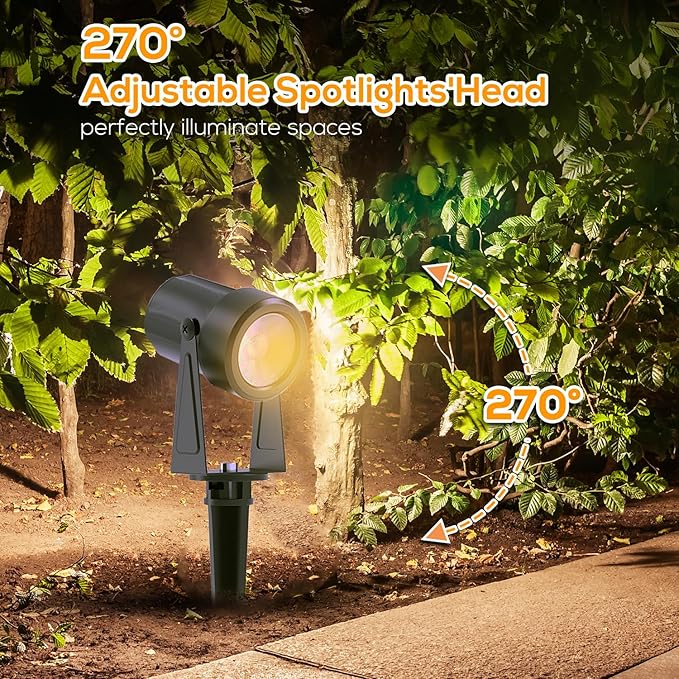 SUNTHIN Outdoor Landscape Lighting with Remote, RGBW Color Changing Spot Uplights,10 Pack