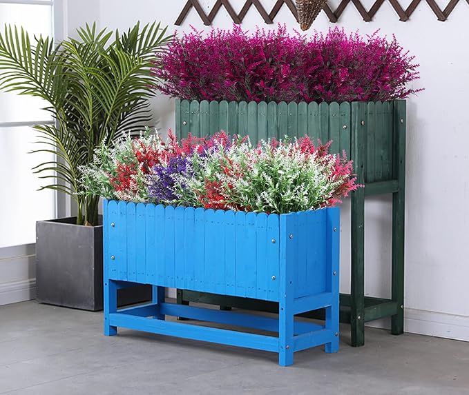 20 Bundles Artificial Flowers for Outdoor Decoration, Spring Decoration UV Resistant Faux Outdoor Plastic Greenery Shrubs Plants Artificial Fake Flowers Hanging Planter Home Garden Decor(Fuchsia)