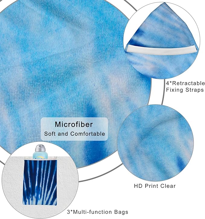 Lounge Chair Towel Cover (Pack of 2), Tie Dye Style Chaise Lounge Cover, Beach Chair Covers with Pockets for Pool Beach Garden Courtyard Outdoor Trips, 85 x30 in, Blue Grey