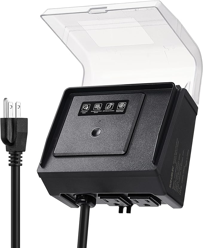 SURAIELEC WiFi Pool Timer for Above-Ground Pools, NEMA 5-15R Plug-in Timer with Dual Outlets, 15A 125V 1HP, Weatherproof PC Cover, Ideal for Pool Pumps, Filters, Lights and Salt Chlorination Systems