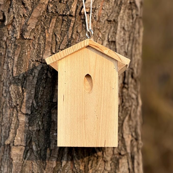 Carpenter Bee Traps for Outside, Piched Roof Nature Hanging Wood Boring Bee Trap for Outdoor Insect Trap