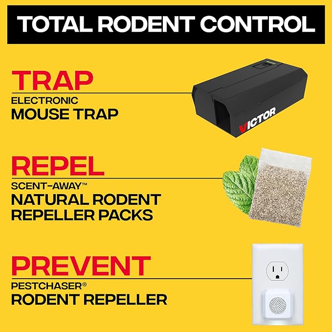 Victor Humane Mouse Traps Indoor for Home - M250BSR-3 - No Touch Electric Mouse Traps for Home, Pack of 3