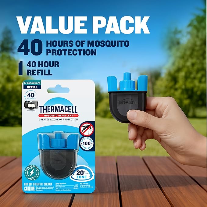 Thermacell Rechargeable Mosquito Repeller Refills; Advanced Repellent Formula Provides 20 Foot Protection Zone; Compatible with Thermacell E-Series & Radius Only; No DEET, Spray or Flame