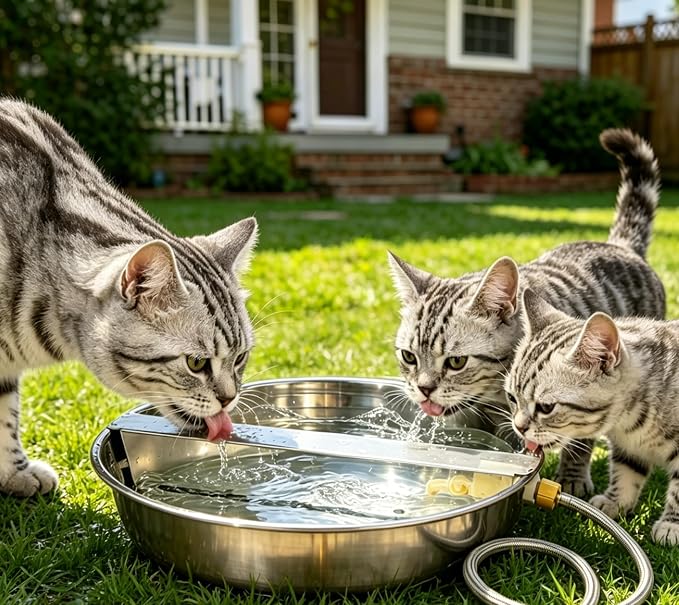 Automatic Dog Water Bowl Dispenser Outdoor Pet Water Dispenser | 1.8 Gal Dog Water Dispenser for Large Breed Dogs, Heavy-Duty Stainless Steel, Chicken Waterer, Backyard