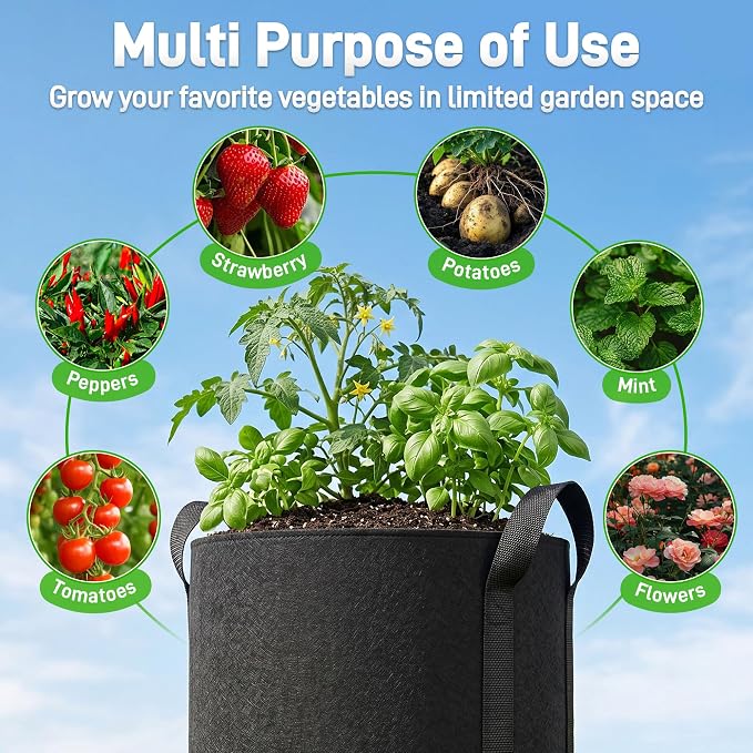 Mulctun 3Pcs 20 Gallon Potato Grow Bags, Grow Bags with Harvest & Visible Windows,Potato Bags for Growing Potatoes with Sturdy Handles,Potato Growing Containers for Growing Potatoes Vegetables