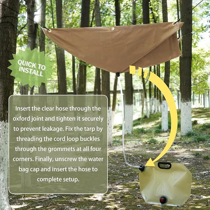 GARVIN Portable Rainwater Collection System for Camping – 5FT x 5FT Hanging Tarp with 2.2-Gallon Collapsible Water Storage Bag, Emergency Survival Hydration Gear, Lightweight & Easy Setup